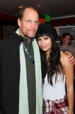 Woody Harrelson and Zoe Kravitz pose for the photogs at Sundance
