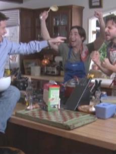 Kevin Connolly, Justin Long and Bradley Cooper enact a scene from a typical chick flick