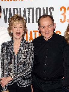 Colin Hanks, Jane Fonda, Zach Grenier and Samantha Mathis attend a photo call for ‘33 Variations’ at the NY Theatre Workshop