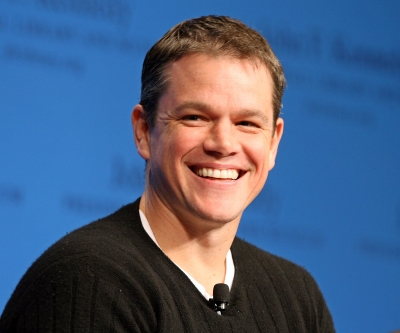 Matt Damon smiles during the ‘Change Haiti Can Believe In’ forum at the Stephen Smith Center at the John F. Kennedy Presidential Library and Museum on January 27, 2009 in Boston, Massachusetts