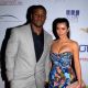 New Orleans Saints Reggie Bush and Kim Kardashian at the 2009 Moves Magazine Super Bowl Party at The Venue Club in St. Petersburg, Florida