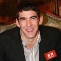 Michael Phelps speaks to the press at Beijing Capital International Airport January 10, 2009, in Beijing, China