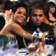 Rihanna and Chris Brown share a moment at the Grammy Salute to Industry Icons honoring Clive Davis
