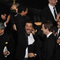 Anil Kapoor celebrates ‘Slumdog Millionaire’ winning the Best Picture award with producer Christian Colson and actor Madhur Mittal during the 81st Annual Academy Awards held at Kodak Theatre on February 22, 2009 in Los Angeles, California