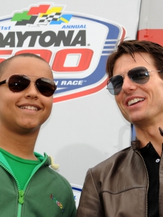 Tom Cruise and his son Connor Cruise attend the Daytona 500 at Daytona International Speedway on February 14, 2009 in Daytona Beach, Florida