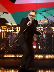 U2 frontman Bono rehearses for the Brit Awards on Wednesday, February 18, 2009