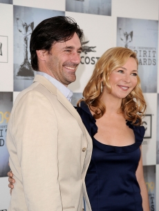 Actors Jon Hamm and Jennifer Westfeldt arrive at the 2009 Film Independent’s Spirit Awards held in Santa Monica