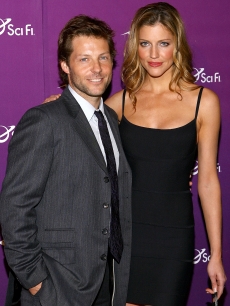 Jamie Bamber and Tricia Helfer attend the Sci Fi Channel 2008 Upfront Party at The Morgan Library & Museum on March 18, 2008 in New York City