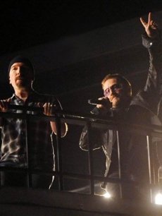 U2 performs from the top of BBC’s Broadcasting House in central London