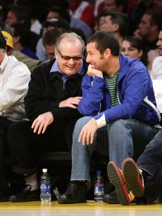 Jack Nicholson and Adam Sandler attend the Los Angeles Lakers vs Memphis Grizzlies game at Staples Center on March 3, 2009 in LA