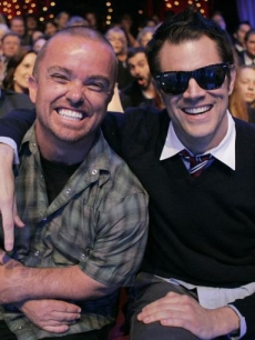 ‘Jackass’ funnymen Wee-Man and Johnny Knoxville cheer on their friend Steve-O from the audience DWTS Week 1