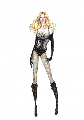 A DSquared2 concept sketch for Britney Spears’ ‘Circus’ tour