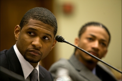 Usher Raymond IV attends a hearing on improving America’s commitment to service and volunteerism at the House Education and Labor Committee hearing room on February 25, 2009 in Washington, DC