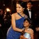 Freida Pinto, Rubiana Ali (holding one of the Academy Award statues that ‘Slumdog Millionaire’ won) and Dev Patel at the 81st Annual Academy Awards Governor’s Ball