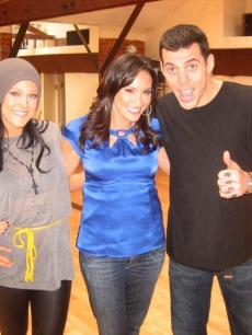 Lacey Schwimmer, AccessHollywood.com’s “Dish of Salt” Laura Saltman and Steve-O at ‘Dancing’ rehearsal