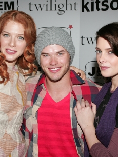 ‘Twilight’ stars Rachelle Lefevre, Kellan Lutz and Ashley Greene smile at the film’s DVD and apparel launch at Kitson in LA