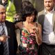 Amy Winehouse arrives at the Westminster Magistrates Court with her father Mitch Winehouse to face charges of common assault on March 17, 2009 in London