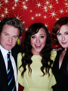 Billy Bush and ‘Sorority Row’ stars Briana Evigan and Rumer Willis at ShoWest 2009