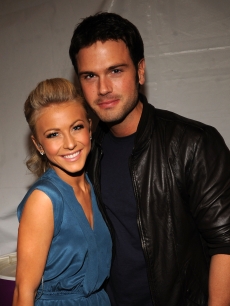 Julianne Hough and Chuck Wicks backstage during the Academy of Country Music all-star concert at the Fremont Street Experience in Las Vegas