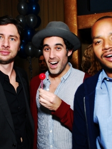 Zach Braff celebrates his 34 birthday at Citrine in NYC with friends Joshua Radin and Donald Faison