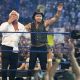 Mickey Rourke celebrates with Ric Flair after beating WWE Superstar Chris Jericho during WrestleMania 25 at Reliant Stadium on April 5, 2009 in Houston, Texas
