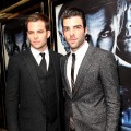 Chris Pine and Zachary Quinto attend the UK premiere of Star Trek held at the Empire Leicester Square on April 20, 2009 in London