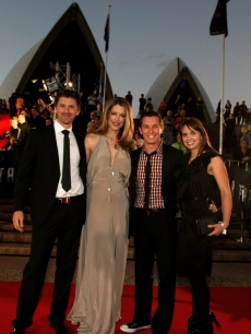 Tara Moss, Rove McManus and his girlfriend Tasma Walton arrive at the World Premiere of J.J. Abrams’s ‘Star Trek’ at the Sydney Opera House on April 7, 2009 in Sydney