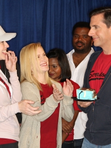 Jenna Fischer, Angela Kinsey and Steve Carell attend ‘The Office’ 100th Episode Celebration at the Calamigos Ranch on April 14, 2009 in Malibu