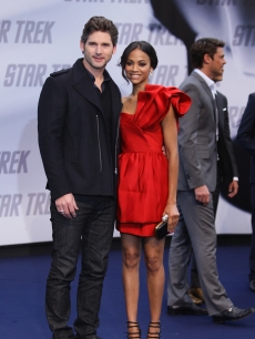 Eric Bana and actress Zoe Saldana attend the ‘Star Trek’ Germany premiere on April 16, 2009 in Berlin, Germany