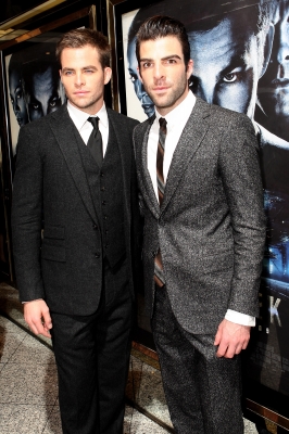 Chris Pine and Zachary Quinto attend the UK premiere of Star Trek held at the Empire Leicester Square on April 20, 2009 in London