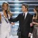 Miss California, Carrie Prejean, fields a question about gay marriage alongside hosts Billy Bush and Nadine Velazquez at the Miss USA pageant