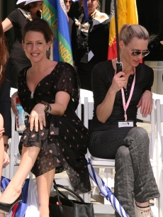 Actresses Saffron Burrows, Joely Fisher, Robin Wright-Penn and Diane Lane attend the 1st Historic Health Summit press conference at the Skirball Center on April 20, 2009 in Los Angeles