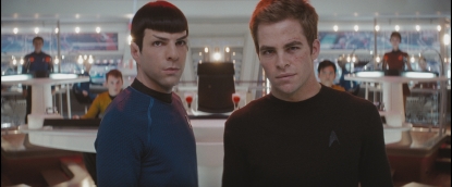 Chris Pine and Zachary Quinto in a scene for Star Trek