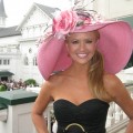 Nancy O’Dell dons a pink hat at the Kentucky Derby