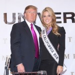 Donald Trump and Miss California USA, Carrie Prejean attend a press conference at Trump Tower on May 12, 2009 in New York City