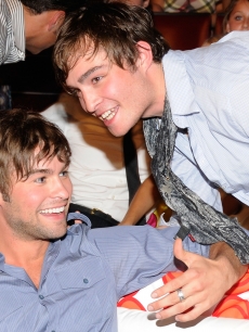 Chace Crawford and Ed Westwick during the 2008 Teen Choice Awards at Gibson Amphitheater on August 3, 2008 in Los Angeles