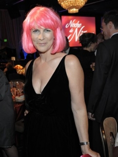 Jamie Lee Curtis rocks a pink wing inside the Noche De Ninos benefit gala in Beverly Hills, Calif. on Saturday, May 9, 2009