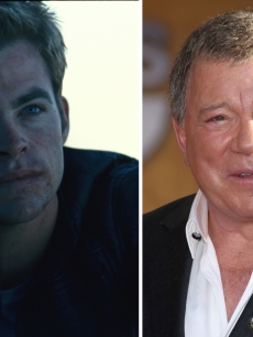 The two Captain Kirks, Chris Pine and William Shatner