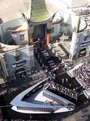 The scene from high above the Hollywood premiere of “Star Trek” at Grauman’s Chinese Theater on April 30, 2009
