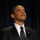 President Barack Obama is seen during the presentation of the colors during the annual White House Correspondents’ Association gala dinner May 9, 2009