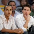 Tom Cruise and his son Connor Cruise attend Game Two of the Western Conference Finals during the 2009 NBA Playoffs between the Los Angeles Lakers and the Denver Nuggets at Staples Center on May 21, 2009 in Los Angeles
