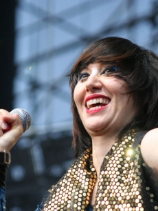 Karen O from the Yeah Yeah Yeahs performs at the KROQ Weenie Roast, May 16, 2009, Irvine, Calif.