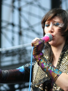 Karen O from the Yeah Yeah Yeahs performs at the KROQ Weenie Roast, May 16, 2009, Irvine, Calif.