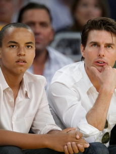 Tom Cruise and his son Connor Cruise attend Game Two of the Western Conference Finals during the 2009 NBA Playoffs between the Los Angeles Lakers and the Denver Nuggets at Staples Center on May 21, 2009 in Los Angeles