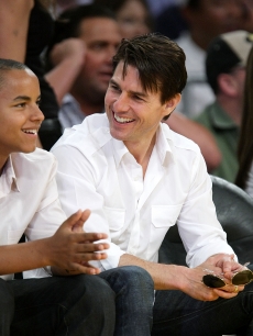 Tom Cruise and his son Connor Cruise attend Game Two of the Western Conference Finals during the 2009 NBA Playoffs between the Los Angeles Lakers and the Denver Nuggets