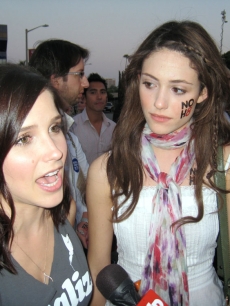 Sophia Bush and Emmy Rossum at the Prop 8 rally in West Hollywood on May 26, 2009