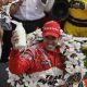 Helio Castroneves douses himself with milk after winning the Indianapolis 500 auto race at Indianapolis Motor Speedway in Indianapolis, Sunday, May 24, 2009