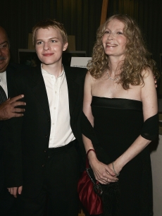 Mia Farrow and son Seamus Farrow arrive at the UNICEF Party held during the 61st Venice Film Festival on September 9, 2004 in Venice, Italy
