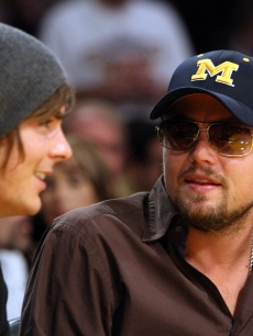Leonardo DiCaprio and Zac Efron attend Game Two of the 2009 NBA Finals between the Los Angeles Lakers and the Orlando Magic at Staples Center