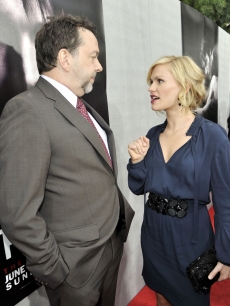 Creator/producer/director Alan Ball and Anna Paquin chat on the red carpet at the premiere of the 2nd season of HBO’s ‘True Blood’ on June 9, 2009 in LA
